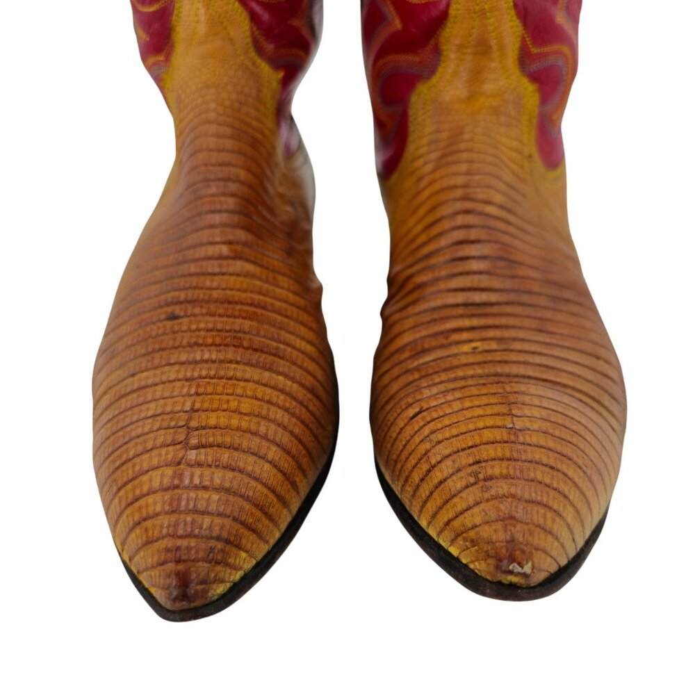 Stunning Womens 8C Smiths Aspen Honey Brown Lizard Cowboy Western Boots Exotic - Picture 2 of 16